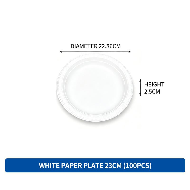 [SG-Packing] Disposable Corn Starch Plates 17.78cm/22.86cm Eco Friendly Biodegradable White Paper Plates for Party Snack Dessert