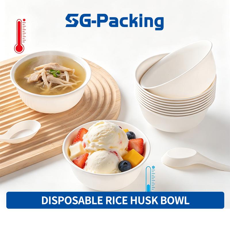 [SG-Packing] 20Pcs Disposable Rice Husk Bowls 350ml/480ml Biodegradable Eco Friendly Rice Soup Bowl Food Grade Tableware for Party Catering Camping