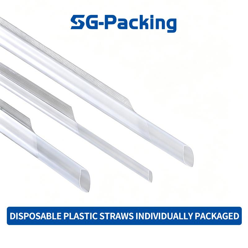 [SG-Packing]  HC06 Individually Wrapped Clear Plastic Straws Disposable Straight Transparent Straws for Bubble Tea Milk Tea Coffee Cold Drinks