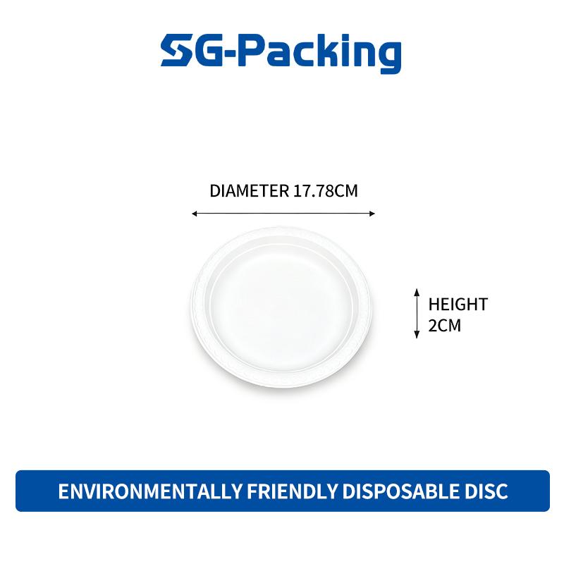 [SG-Packing] Disposable Corn Starch Plates 17.78cm/22.86cm Eco Friendly Biodegradable White Paper Plates for Party Snack Dessert