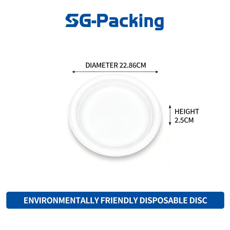 [SG-Packing] Disposable Corn Starch Plates 17.78cm/22.86cm Eco Friendly Biodegradable White Paper Plates for Party Snack Dessert