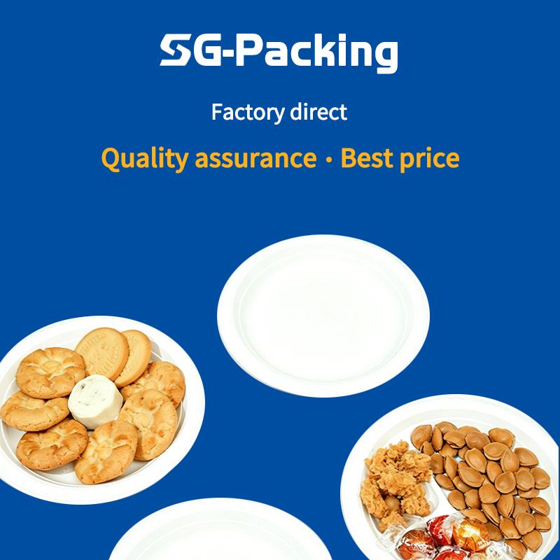 [SG-Packing] Disposable Corn Starch Plates 17.78cm/22.86cm Eco Friendly Biodegradable White Paper Plates for Party Snack Dessert