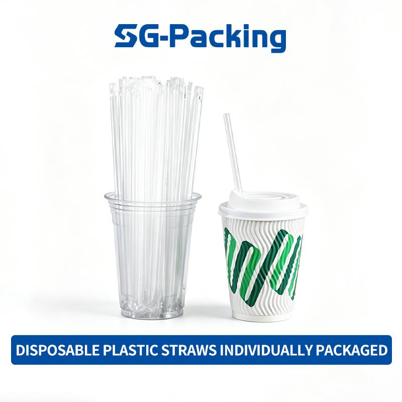 [SG-Packing]  HC06 Individually Wrapped Clear Plastic Straws Disposable Straight Transparent Straws for Bubble Tea Milk Tea Coffee Cold Drinks