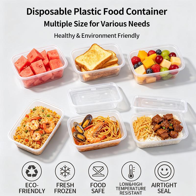 [SG-Packing] Disposable Plastic Food Container with Lid | Food Storage Box | Microwave Safe | Takeaway Packaging Container