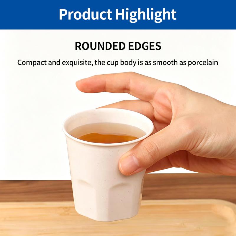 [SG-Packing] 20Pcs Disposable Rice Husk Water Cups Biodegradable Eco Friendly White Drinking Cups Cold & Heat Resistant for Coffee Tea Party Catering Camping