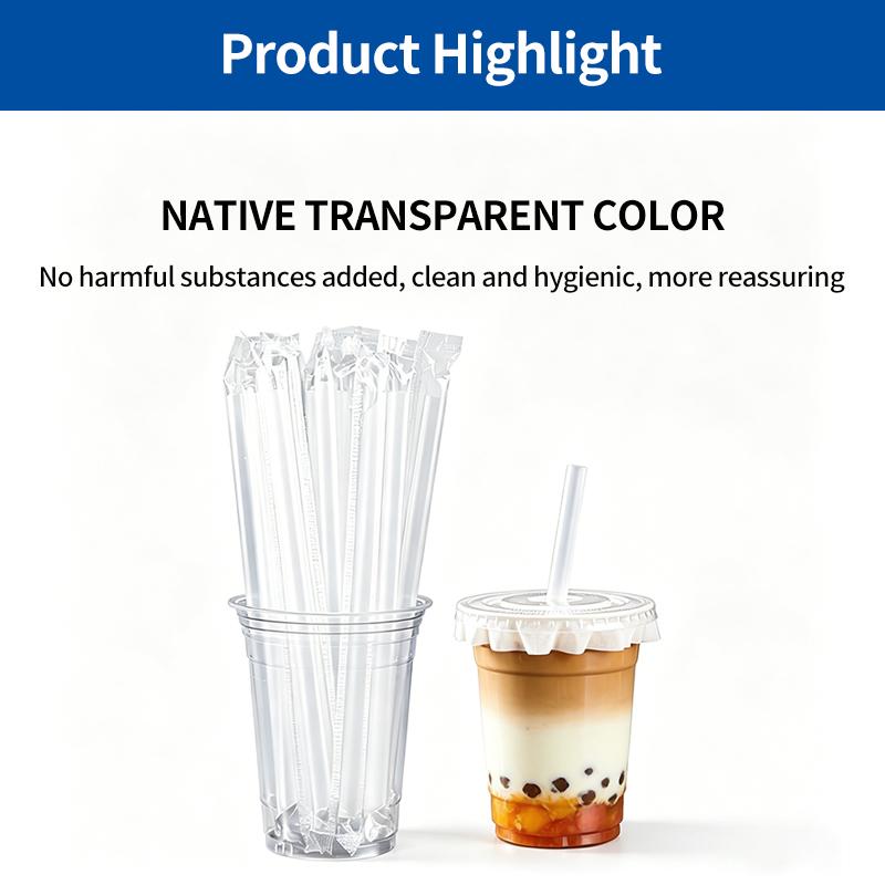 [SG-Packing]  HC06 Individually Wrapped Clear Plastic Straws Disposable Straight Transparent Straws for Bubble Tea Milk Tea Coffee Cold Drinks