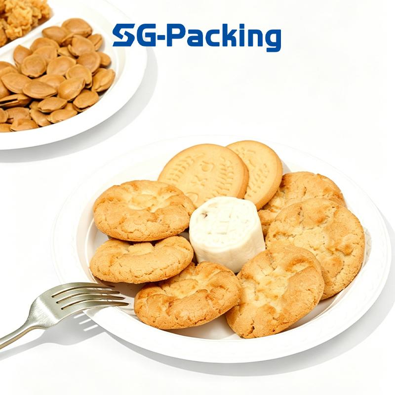 [SG-Packing] Disposable Corn Starch Plates 17.78cm/22.86cm Eco Friendly Biodegradable White Paper Plates for Party Snack Dessert
