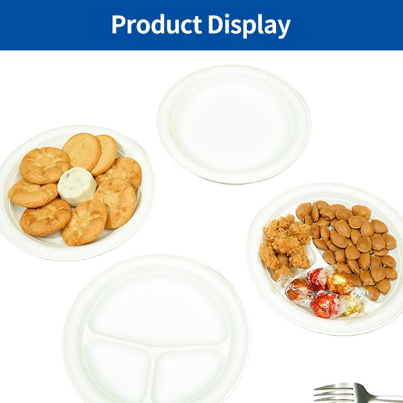 [SG-Packing] Disposable Corn Starch Plates 17.78cm/22.86cm Eco Friendly Biodegradable White Paper Plates for Party Snack Dessert