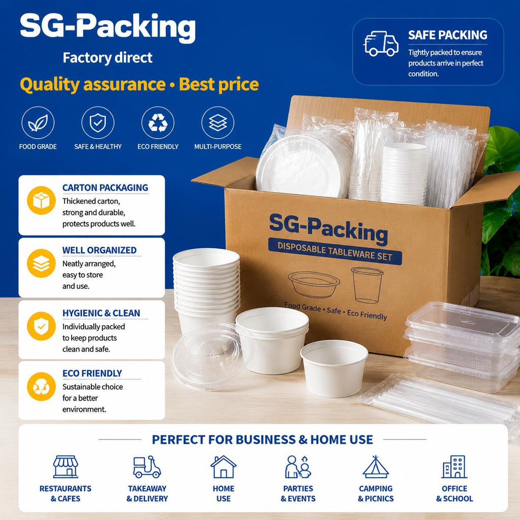 [SG-Packing] Disposable Cutlery & Tableware Set | Plates Cups Bowls Spoons Forks Chopsticks Straw Stirrer | Party Picnic Catering Supplies