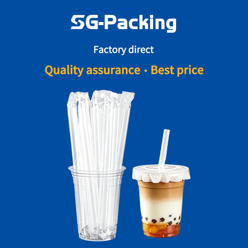 [SG-Packing]  HC06 Individually Wrapped Clear Plastic Straws Disposable Straight Transparent Straws for Bubble Tea Milk Tea Coffee Cold Drinks