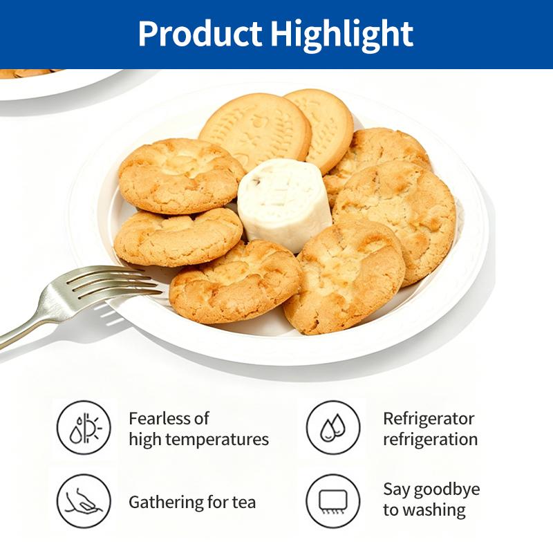 [SG-Packing] Disposable Corn Starch Plates 17.78cm/22.86cm Eco Friendly Biodegradable White Paper Plates for Party Snack Dessert
